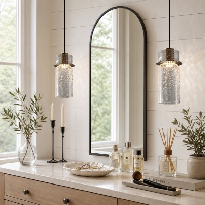 Arloen Modern Crackle Glass Pendant Light