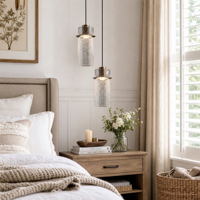 Arloen Modern Crackle Glass Pendant Light