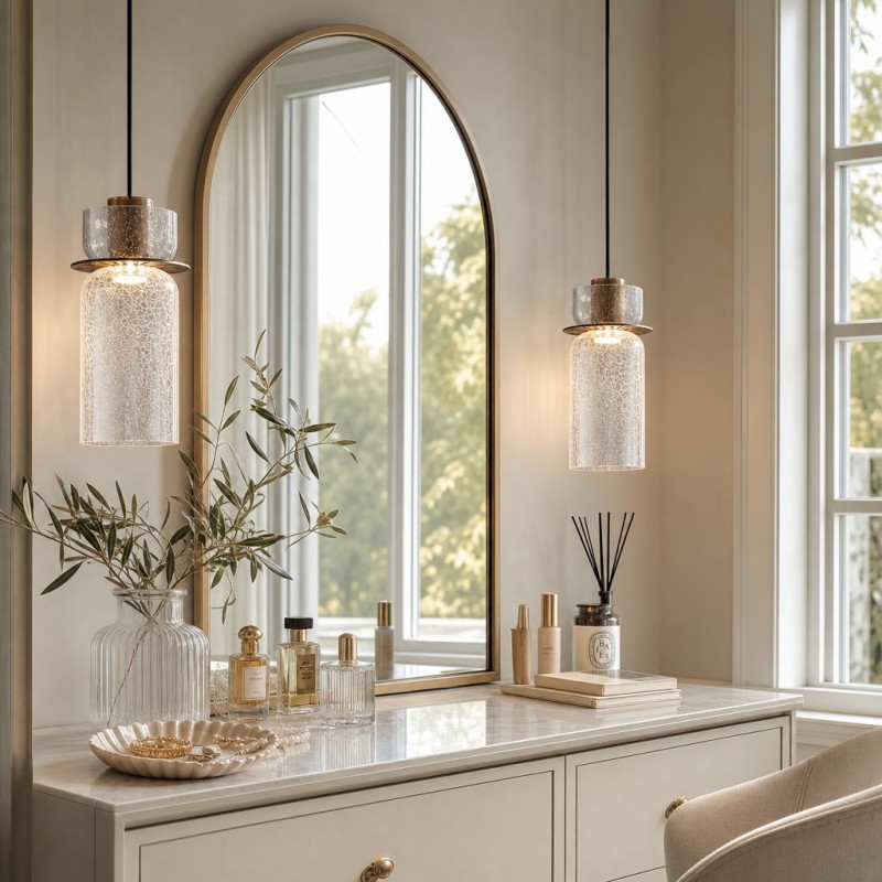 Arloen Modern Crackle Glass Pendant Light