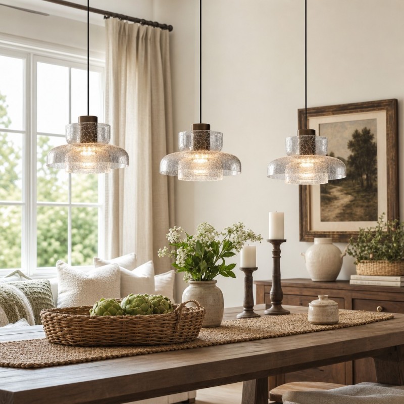 Arloen Modern Crackle Glass Pendant Light
