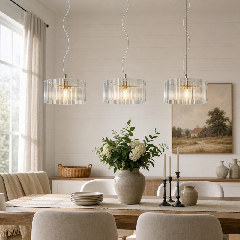 Erisen Farmhouse Ribbed Glass Pendant Light