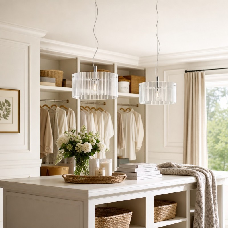 Erisen Farmhouse Ribbed Glass Pendant Light