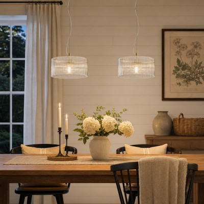 Erisen Farmhouse Ribbed Glass Pendant Light