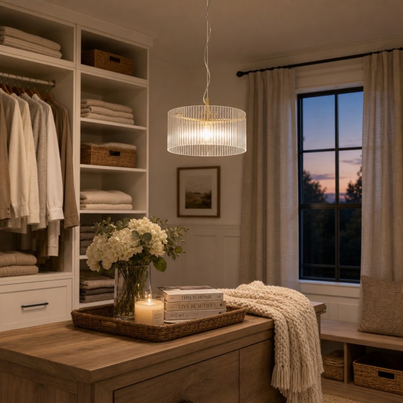 Erisen Farmhouse Ribbed Glass Pendant Light