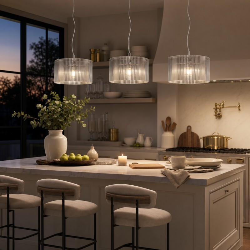 Erisen Farmhouse Ribbed Glass Pendant Light