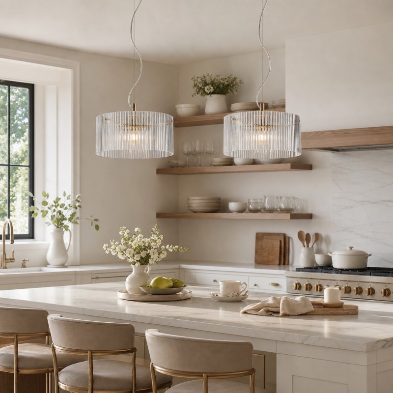 Erisen Farmhouse Ribbed Glass Pendant Light