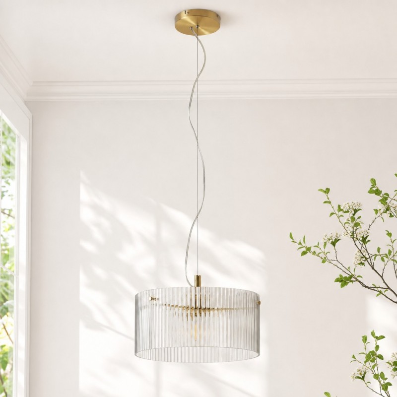 Erisen Farmhouse Ribbed Glass Pendant Light