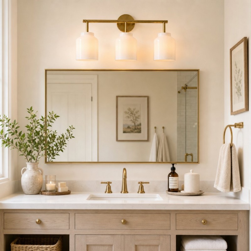 Navya Modern 3-Light Milk Glass Bathroom Sconce