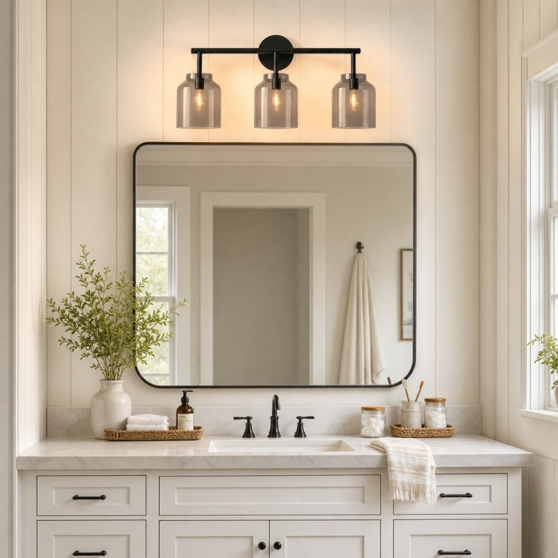 Navya Modern 3-Light Milk Glass Bathroom Sconce