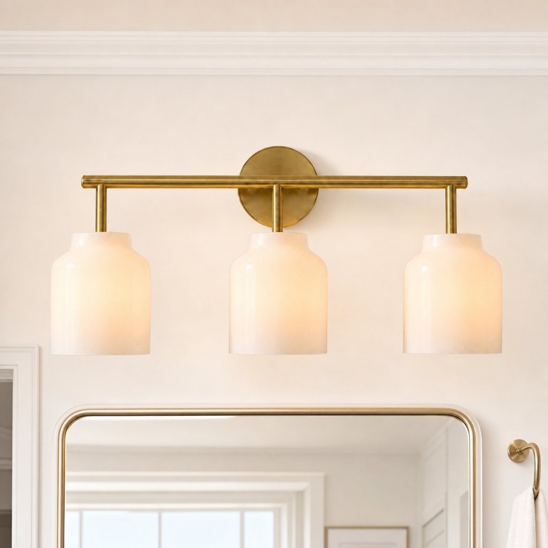 Navya Modern 3-Light Milk Glass Bathroom Sconce