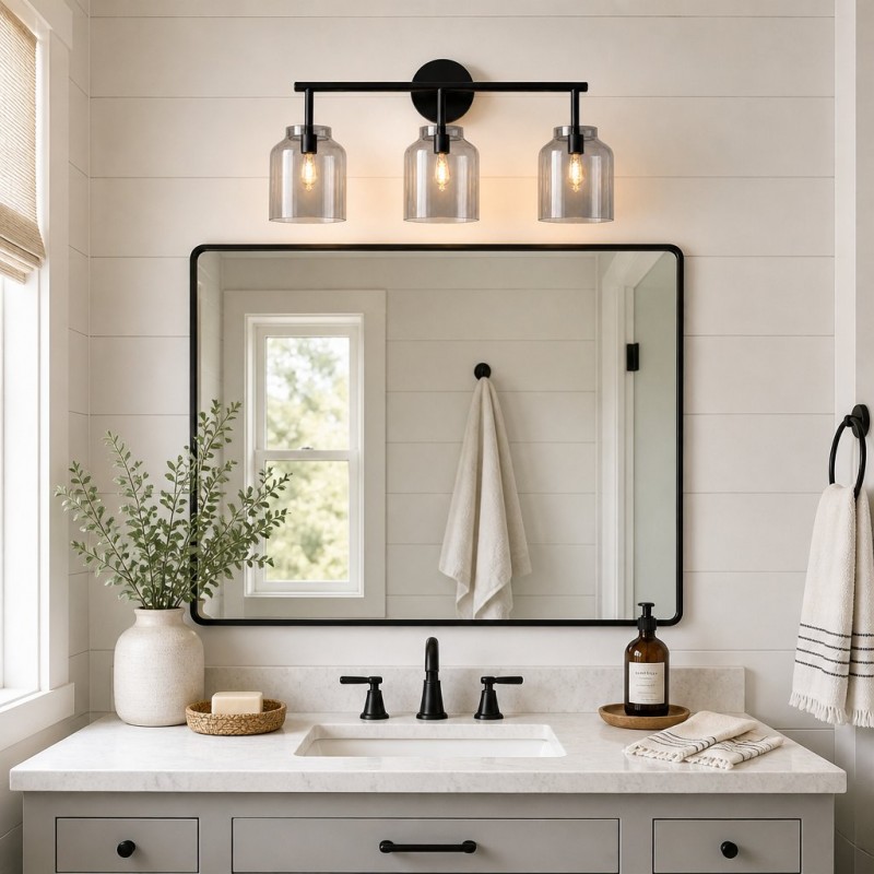 Navya Modern 3-Light Milk Glass Bathroom Sconce