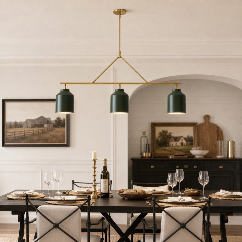 Drilon Elegant Brass Cylinder Shade 3-Light Chandelier