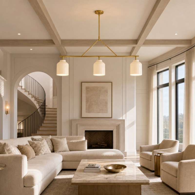Drilon Elegant Brass Cylinder Shade 3-Light Chandelier