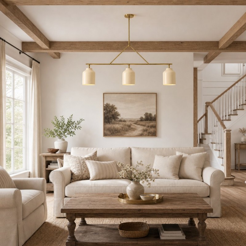 Drilon Elegant Brass Cylinder Shade 3-Light Chandelier