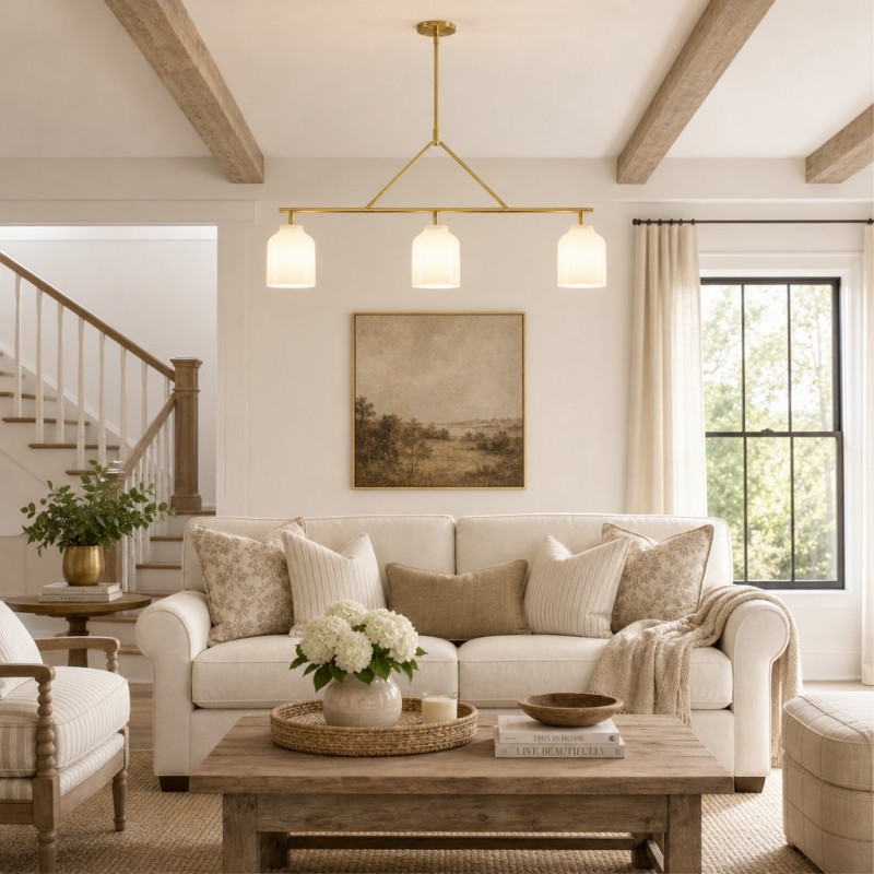 Drilon Elegant Brass Cylinder Shade 3-Light Chandelier