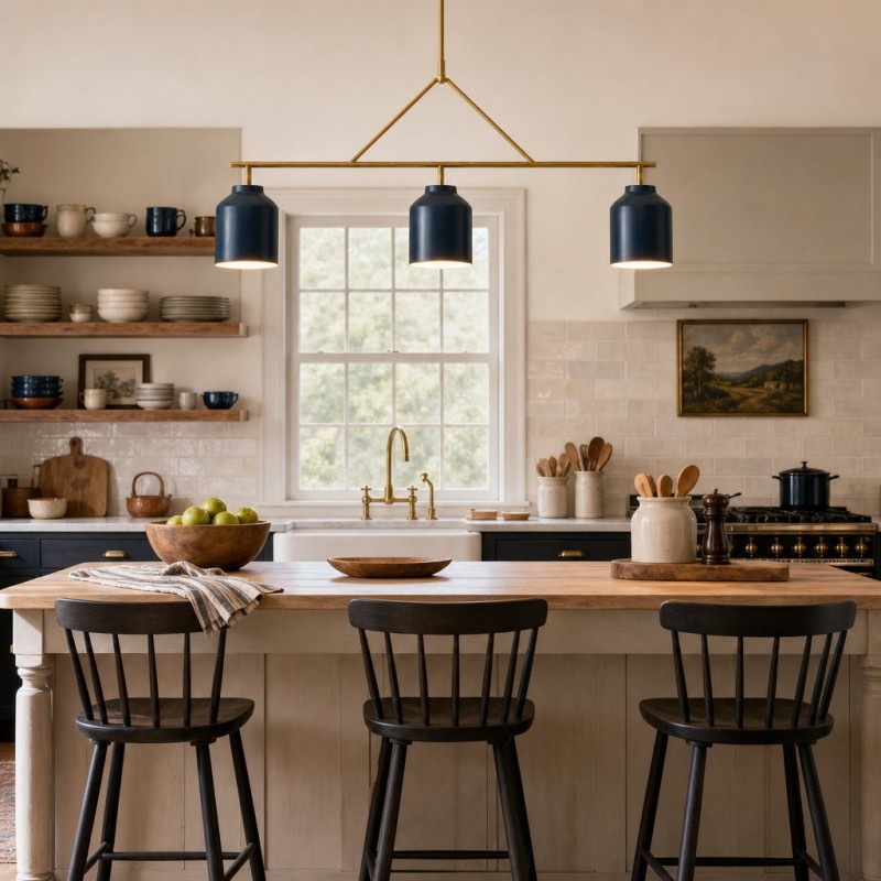 Drilon Elegant Brass Cylinder Shade 3-Light Chandelier