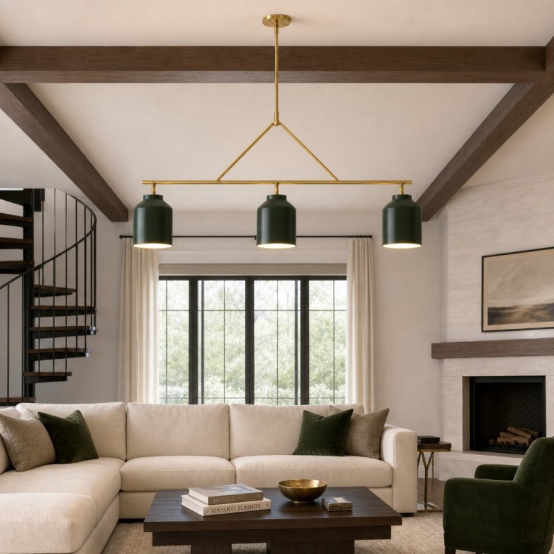 Drilon Elegant Brass Cylinder Shade 3-Light Chandelier