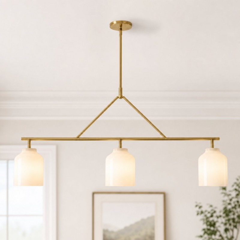 Drilon Elegant Brass Cylinder Shade 3-Light Chandelier