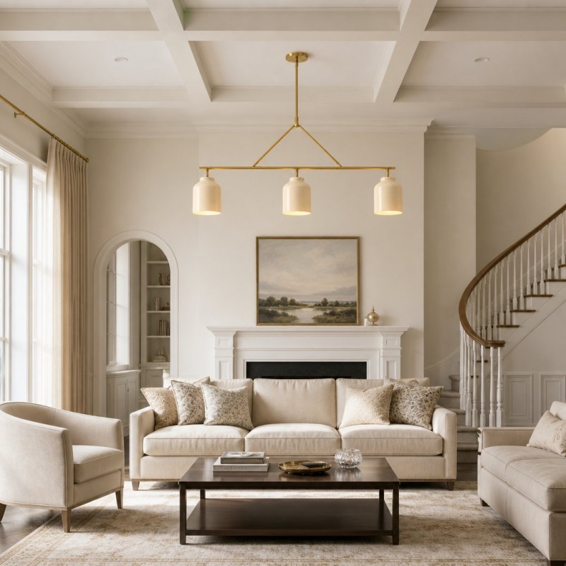 Drilon Elegant Brass Cylinder Shade 3-Light Chandelier