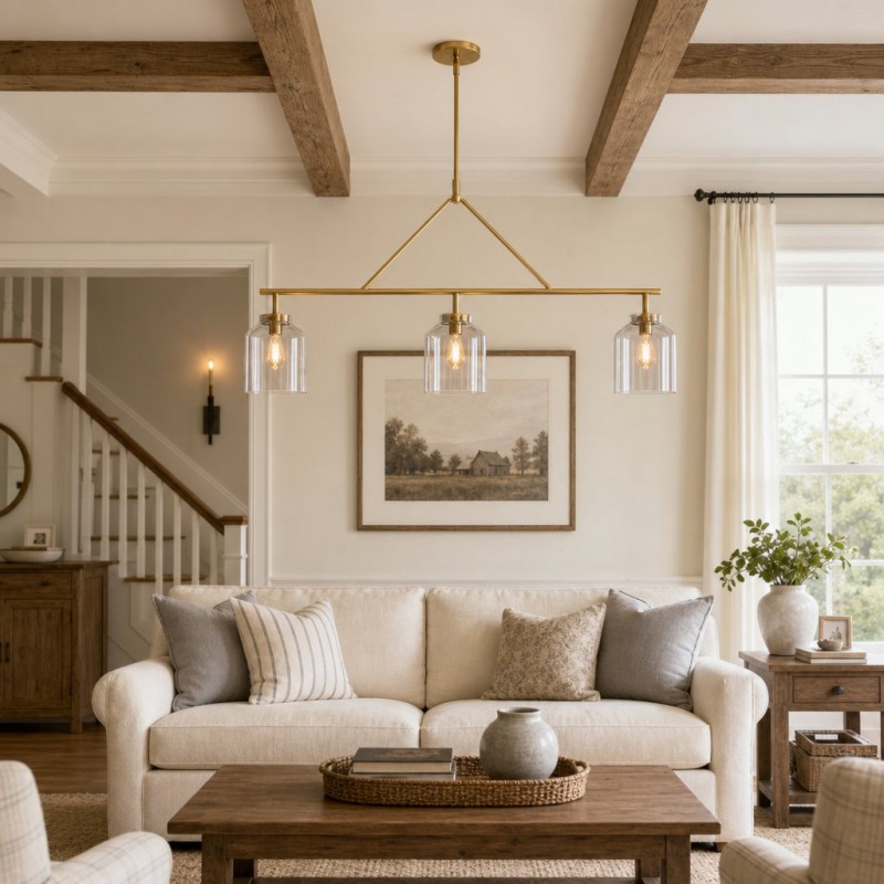 Drilon Elegant Brass Cylinder Shade 3-Light Chandelier