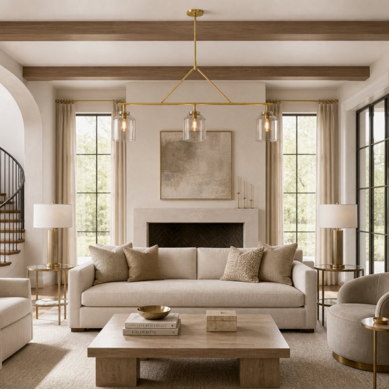 Drilon Elegant Brass Cylinder Shade 3-Light Chandelier