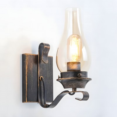 Andrina Retro Verdigris Bronze Kerosene Lamp Shape Sconce