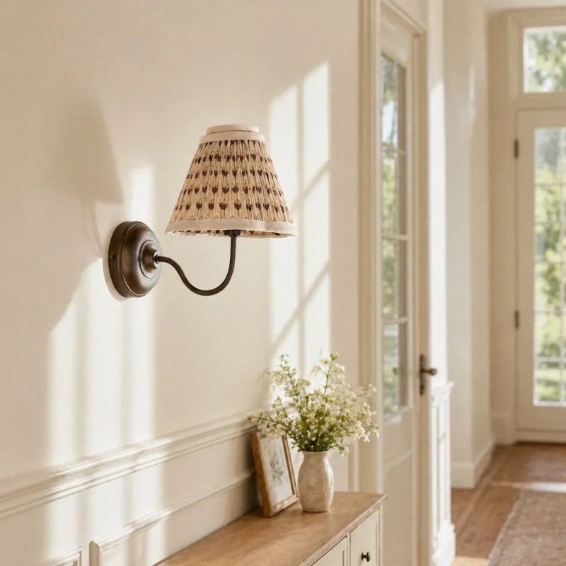 Fenwick Vintage Pleated Pattern Fabric Shade Wall Sconce