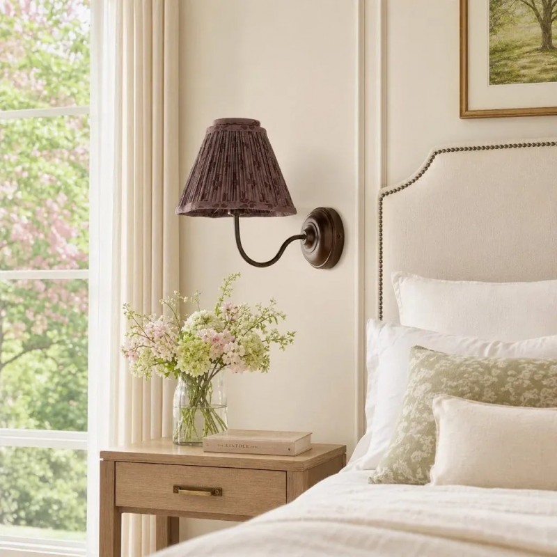Fenwick Vintage Pleated Pattern Fabric Shade Wall Sconce
