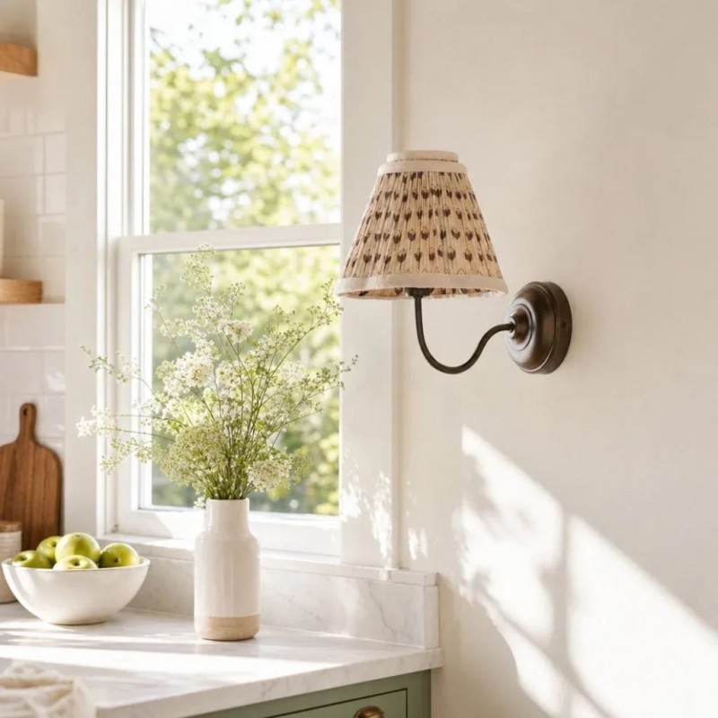 Fenwick Vintage Pleated Pattern Fabric Shade Wall Sconce