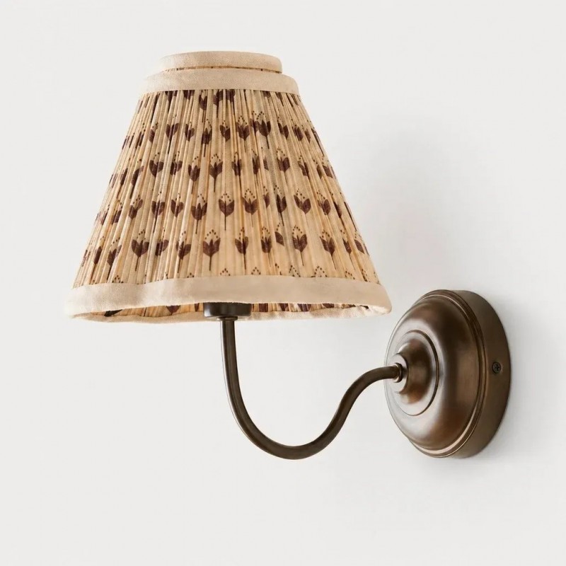 Fenwick Vintage Pleated Pattern Fabric Shade Wall Sconce