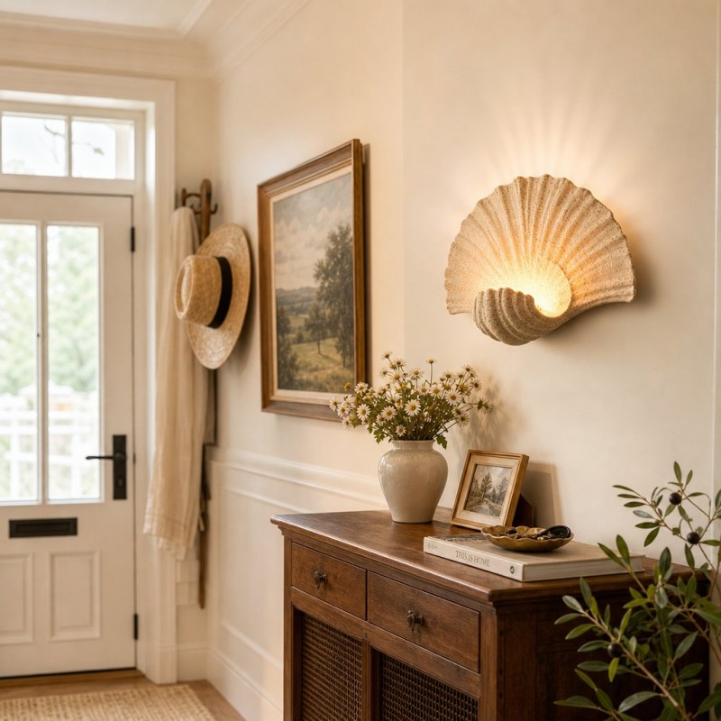 Coralie Vintage Natural Sandstone Shell Wall Lamp