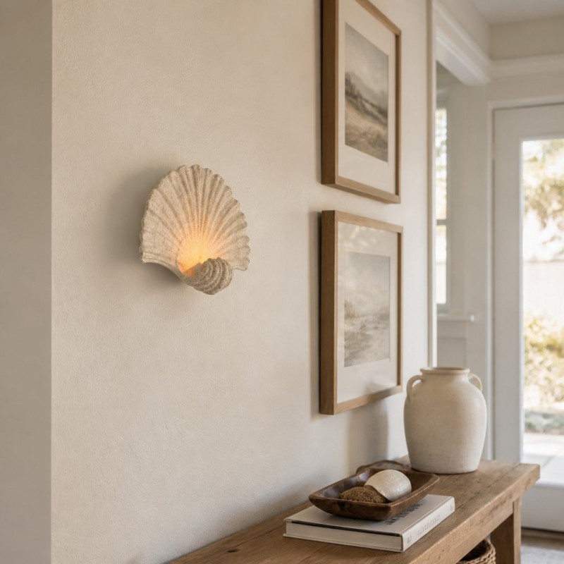 Coralie Vintage Natural Sandstone Shell Wall Lamp