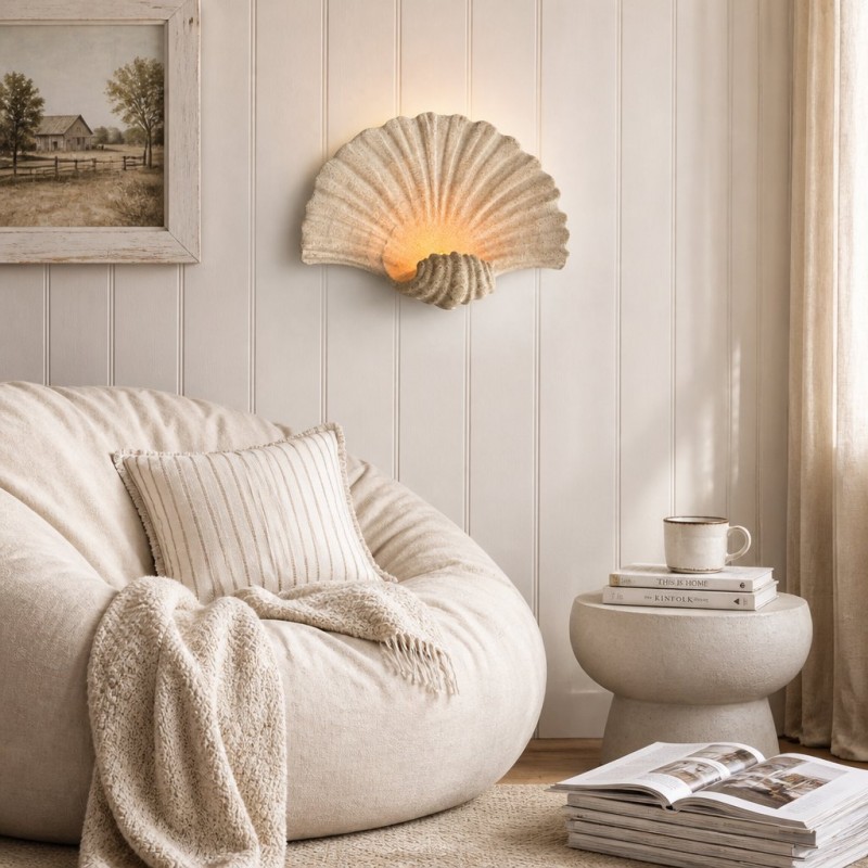Coralie Vintage Natural Sandstone Shell Wall Lamp