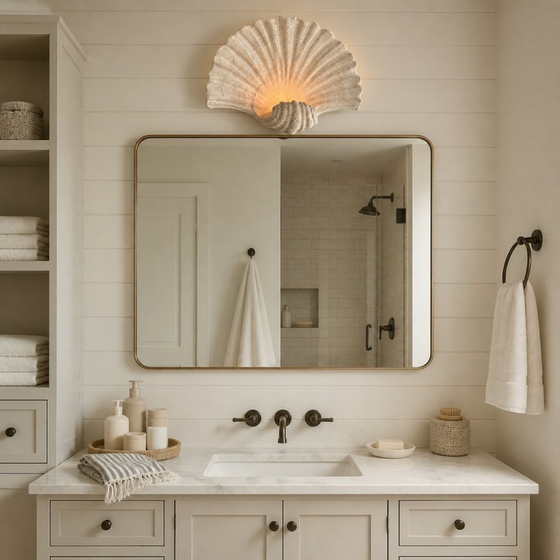 Coralie Vintage Natural Sandstone Shell Wall Lamp