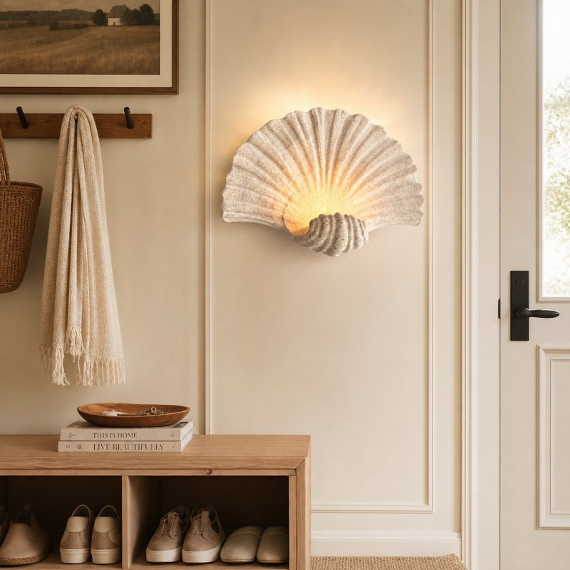 Coralie Vintage Natural Sandstone Shell Wall Lamp