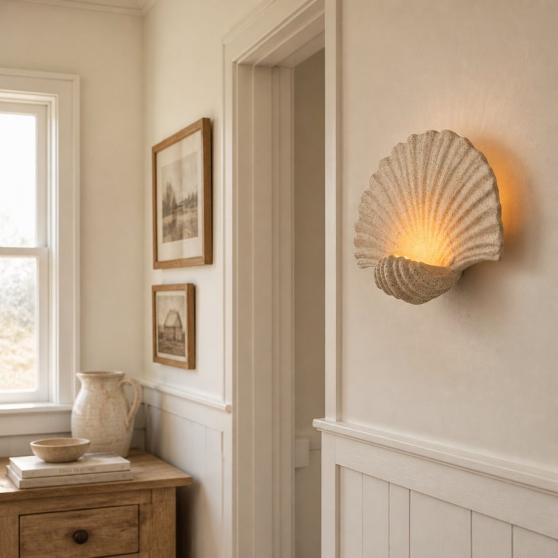 Coralie Vintage Natural Sandstone Shell Wall Lamp