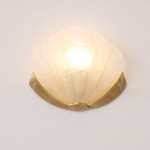 Keaton Modern Art Deco Brass Glass Seashell Wall Sconce