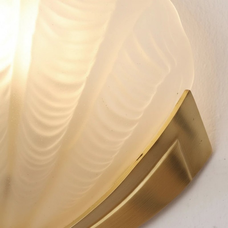 Keaton Modern Art Deco Brass Glass Seashell Wall Sconce