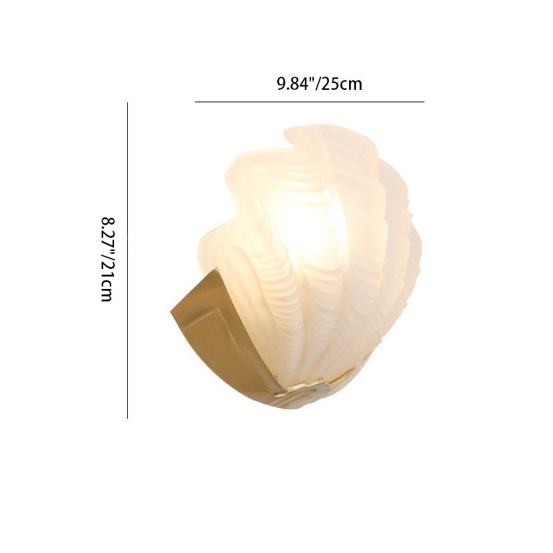 Keaton Modern Art Deco Brass Glass Seashell Wall Sconce