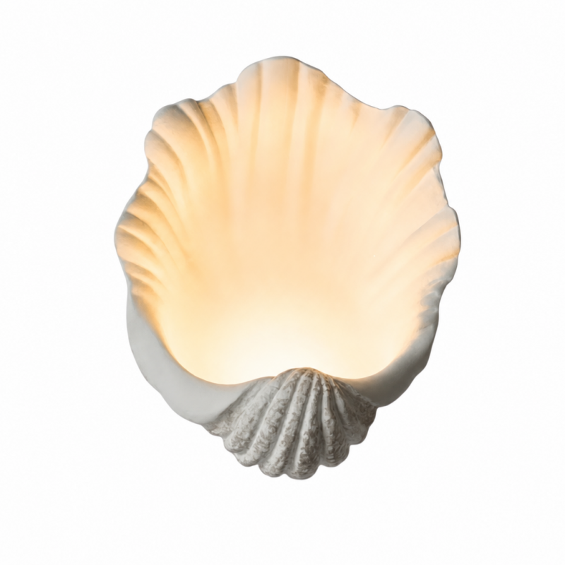 Kristian French Vintage Ceramic Cream Shell Wall Sconce