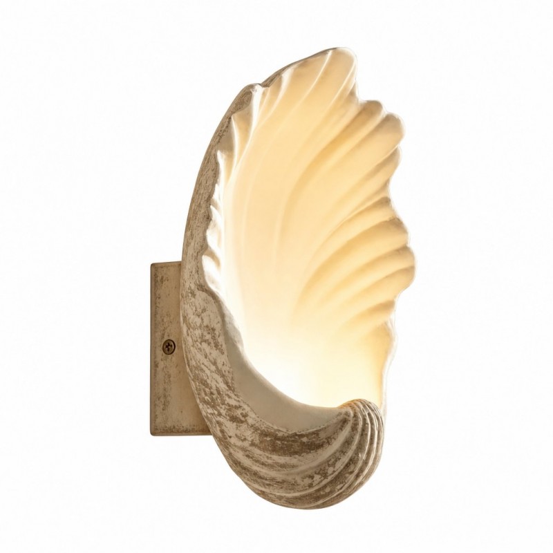 Kristian French Vintage Ceramic Cream Shell Wall Sconce