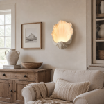 Kristian French Vintage Ceramic Cream Shell Wall Sconce