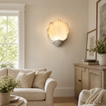 Kristian French Vintage Ceramic Cream Shell Wall Sconce