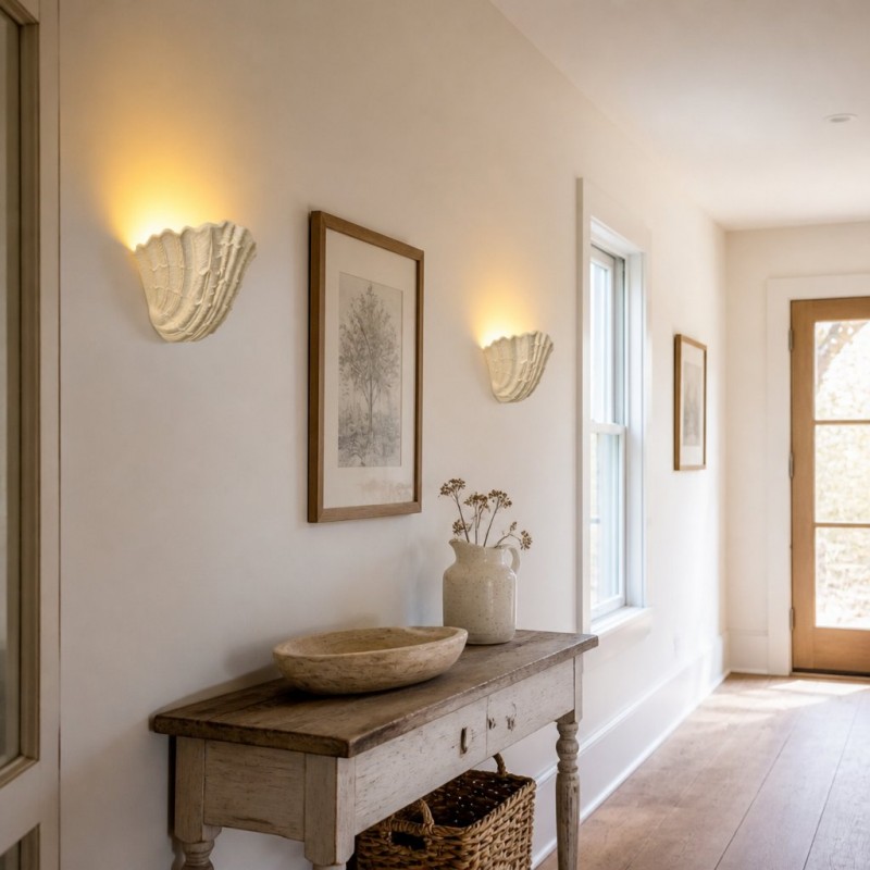 Layton French Coastal Shell Wall Sconce