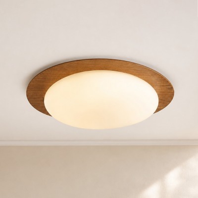 Zephyriel Nordic LED Walnut Pebble Ceiling Light