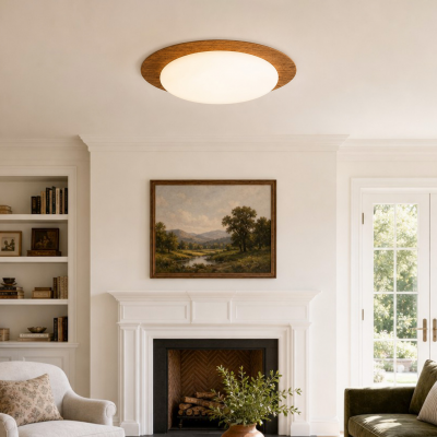 Zephyriel Nordic LED Walnut Pebble Ceiling Light