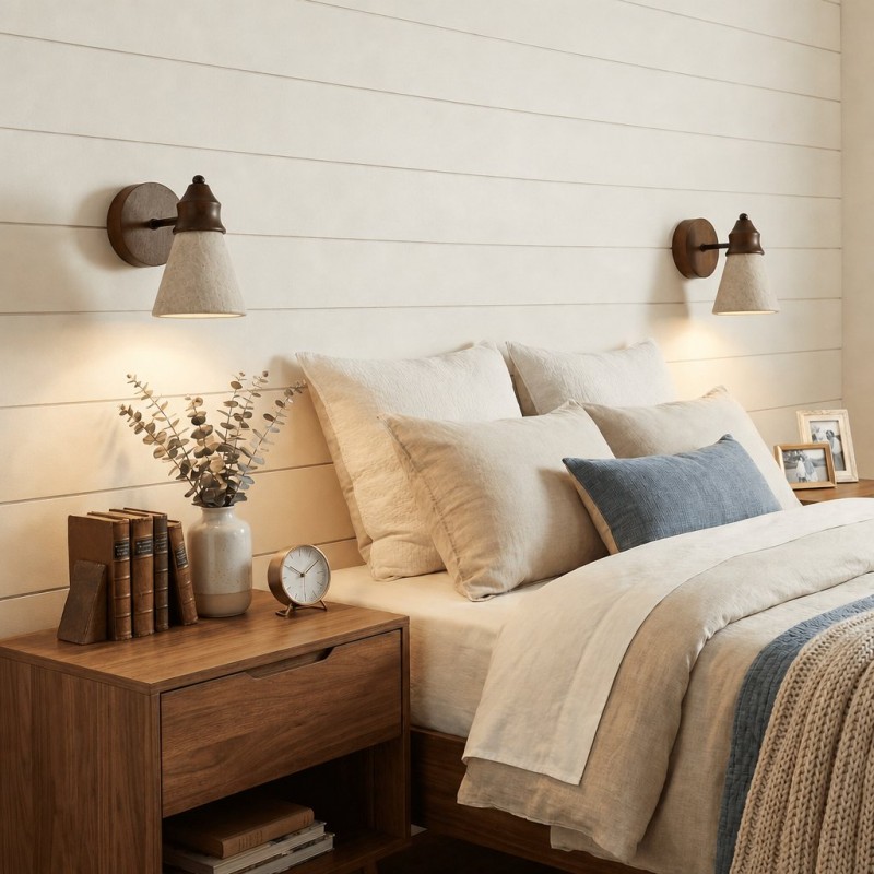 Jericho Wabi-Sabi Travertine Wood Tapered Wall Light