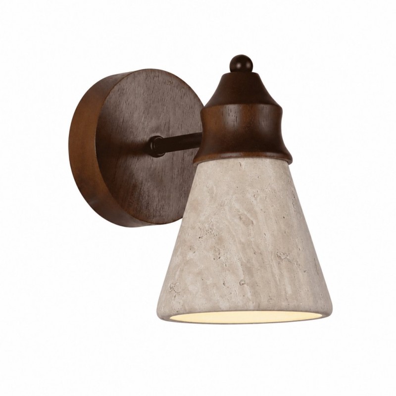 Jericho Wabi-Sabi Travertine Wood Tapered Wall Light
