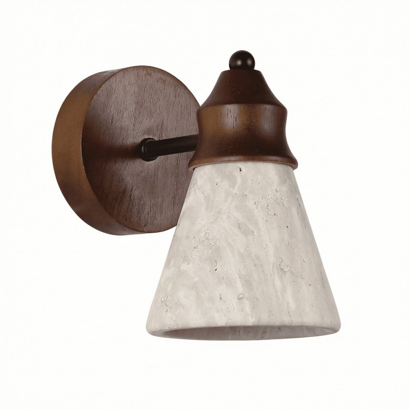 Jericho Wabi-Sabi Travertine Wood Tapered Wall Light