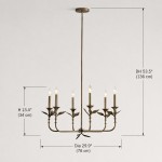 Jocelyn Retro Antique Brass Botanical Forged Iron Chandelier